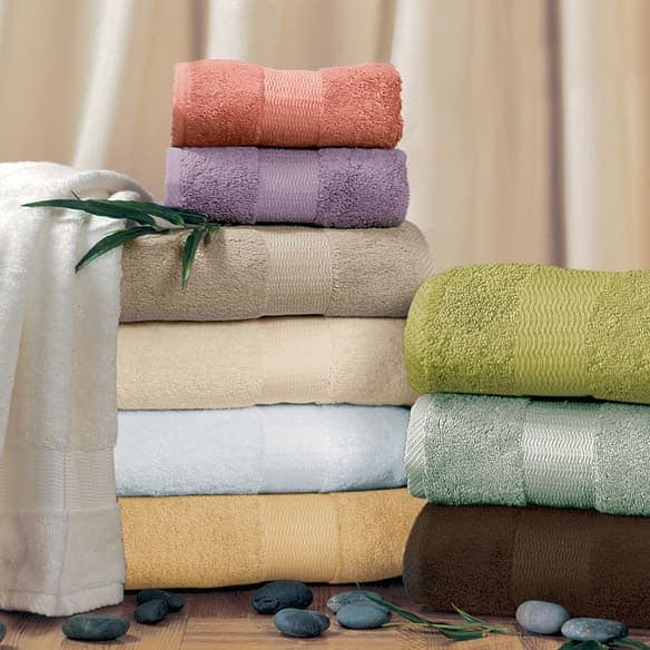 Stack of pastel terry towels